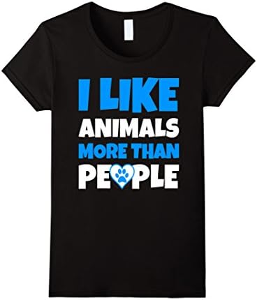 Women's I Like Animals More Than People T-Shirt Large Black