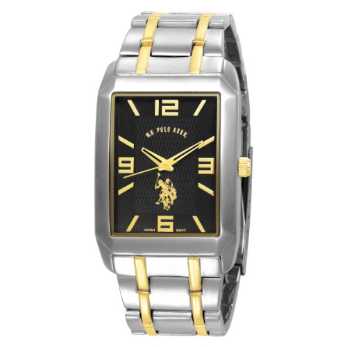 U.S. Polo Assn. Men's USC80004 Two-Tone Rectangular Black Dial Bracelet Watch