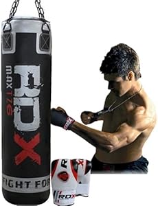 RDX - Juego de saco de boxeo (122 cm/152 cm) y cadenas para colgar Talla:5ft Punch Bag Set