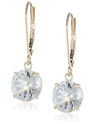 10k Gold Round Gemstone Dangle Earrings