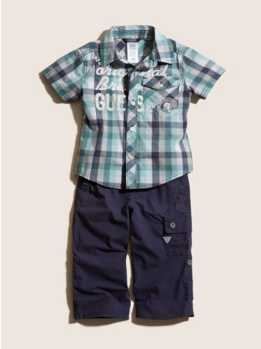 GUESS Kids Boys Shirt with Screen & Convertible Pant