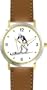 Nordic Cross Country Skier Snow Skiing - WATCHBUDDY� DELUXE TWO-TONE THEME WATCH - Arabic Numbers - Brown Leather Strap-Children's Size-Small ( Boy's Size & Girl's Size )