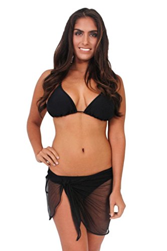 ULTRALIGHT MESH Sarong -Cover-up - Wrap - Pareo: Short Length Black