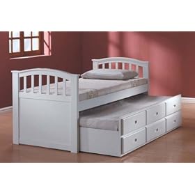 Full Size Bed with Trundle & Drawers White Finish