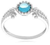 10k White Gold Cabochon Swiss Blue Topaz Bead Design Ring