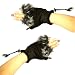 Winter Soft Fuzzy Furry Real Fur Trim Fingerless Half Cuff Off Gloves Black S/M