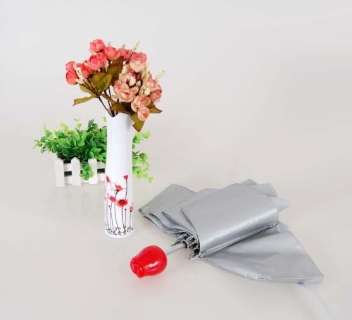 WINKBL ® Ladies Compact Rose Floral Design Travel Rain Umbrella w/ Décor Vase (White Flowers)