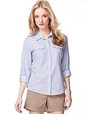 Indigo Collection Pure Cotton Rope Striped Shirt