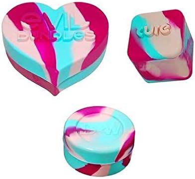 1 Magenta Pink and Aqua Cure Cube Evil Bundles Heart and Dw Jar Non-stick Shatter Concentrate Silicone Jar Container