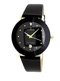 Le Chateau Men's 955mg_blk Diamond Accented Domed-Crystal Watch