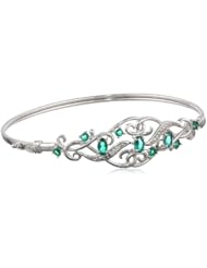 Sterling Silver Gemstone and Cubic-Zirconia Bangle Bracelet