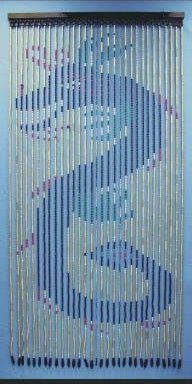 Wooden Beaded Door Curtain ~ Serpent ~ Hand Painted ~ Fits Standard Door Way ~ Approx 31 Strands
