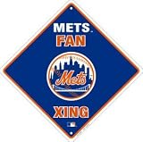 New York Mets Fan Metal Crossing Sign 12 inch by 12 inch Team colors and logo