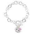 Rhodium Plated Pink Crystal Hello Kitty Charm Bracelet