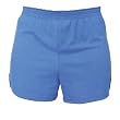 Royal Blue solid color exercise sport shorts for women and girls. Covered elastic waist & vents.