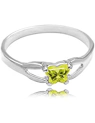 14k White Gold ChildS August Green Yellow Cubic Zirconia Birthstone Ring - Bfly