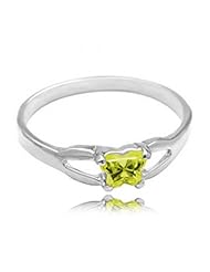10k White Gold ChildS August Green Yellow Cubic Zirconia Birthstone Ring - Bfly