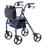 Hugo Elite Rolling Walker with Seat, Backrest and Saddle Bag