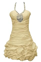  Short Halter Taffeta Evening Dress/Homecoming Dress/Party Dress  With Ruffles