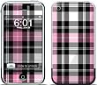 Pink Plaid Design Protective Skin Decal Sticker for Apple iPhone (2G)