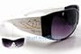 HOTLOVE Premium Sunglasses UV400 Lens Technology - Unisex P1427 Black Front White Frame Glassy Finish w Rhine Stone Fashion Design w Black Gradient - Perfectly Match Everyday Apparel for Women & Men