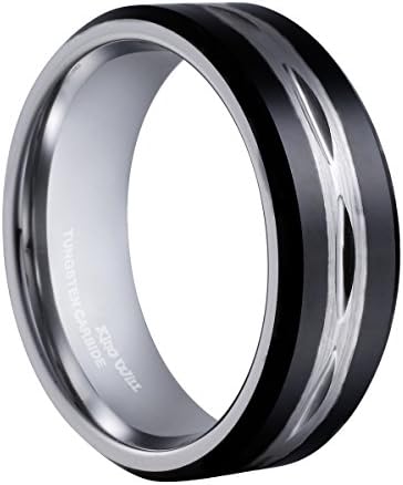 King WillGLORY Wedding Rings for Men, Tungsten Carbide Wedding Ring 14K Gold Matte Brushed Polish Wedding Band for Men, 6mm-8mm Comfort Fit