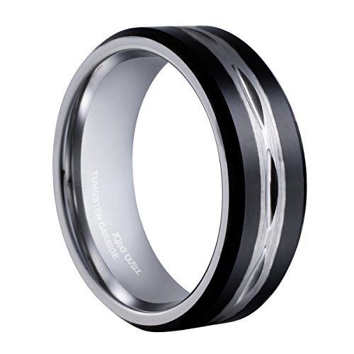 King WillGLORY Wedding Rings for Men, Tungsten Carbide Wedding Ring 14K Gold Matte Brushed Polish Wedding Band for Men, 6mm-8mm Comfort Fit