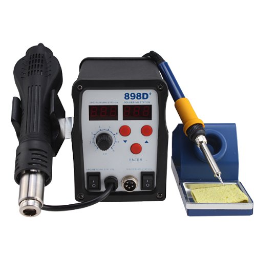 IMAGE® Full Pack Digital LCD Display SMD Rework Soldering 898D+ Iron Hot Air Gun Solder Welder with 11 Tips On Sale
