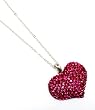 Sparkling Fuschia Pink Heart Bling Crystal Studs Necklace