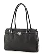 Black Ostrich Designer Inspired Satchel Handbag
