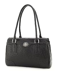 Black Ostrich Designer Inspired Satchel Handbag