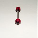 Red With Black Star UV Tongue Ring Barbell Body Piercing Jewelry