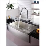 Kitchen Combo Farmhouse 36 Single Bowl Kitchen Sink with 18.5 Faucet and Soap Dispenser