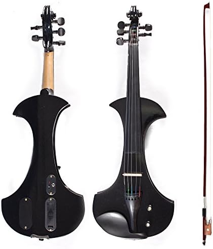 5 String Electric Violin Black Wood VE501-5S w/ Headphone Bow Rosin Zipper-case