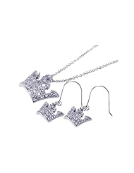 Nickel Free Sterling Silver Pendant & Earring Sets Crown CZ Set