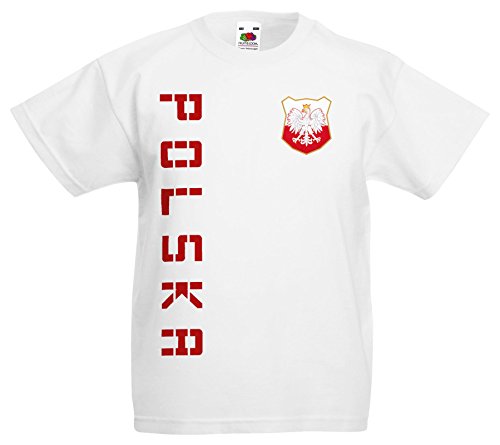 Polen Polska Kinder EM 2016 T-Shirt Trikot Name Nummer (Weiß, 116)