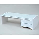 JKプラン ガラストップデスク ロータイプ ホワイト ga-032