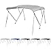 MSC 3 Bow Bimini Top Boat Cover with Rear Support Pole and Storage Boot, Color Gray,Pacific Blue,Burgundy,Navy,Beige,Forest Green,White,Black,Teal Available