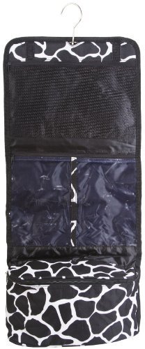Giraffe Print Black Patch Cosmetic Makeup Organizer Hanging Bag