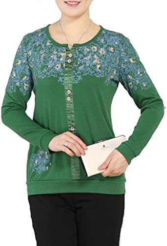 Womens New Product Long Sleeves T Shirt Green4Xl