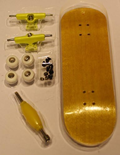 Fingerboard Bearing Wheels Wide Trucks "Legit Wood" Finger Skateboards : Mellow Shape Yellow