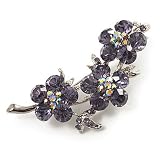 Swarovski Crystal Floral Brooch (Silver&Lilac)