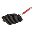 Staub 1202123 Grillpfanne quadratisch, mit Silikongriff 24 x 24 cm, schwarz