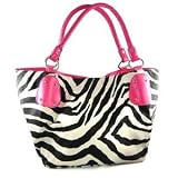 Zebra Print Faux Leather Satchel Bag Handbag Purse