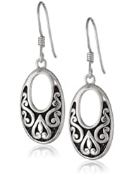 Sterling Silver Celtic Inspired Elongated "O" French Wire Drop Earrings