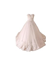 Empire   Waistline Beaded Lace  Organza Wedding Dress  with a Court Train  With Pearls