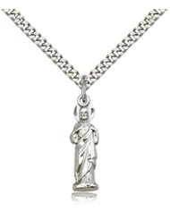 Sterling Silver Sacred Heart Pendant - 24" Chain