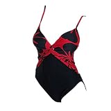 Anne Klein Lingerie Tank Swimsuit 35548E2 10 Black/Red
