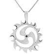Sterling Silver Shuriken Sun Necklace