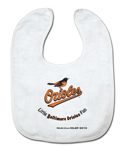 MLB Baltimore Orioles White Snap Bib with Team Logo